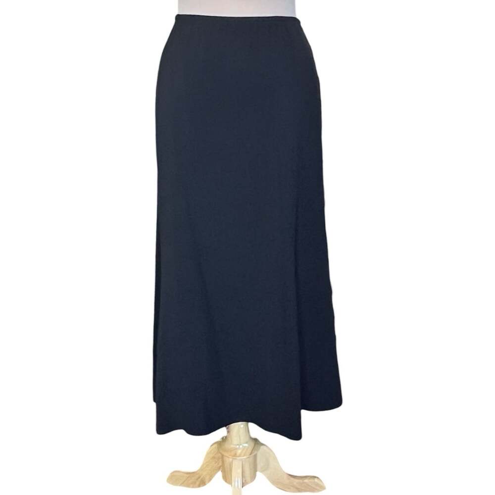Eileen Fisher Silk Skirt Black Plus Size 1X Silk Spandex Long Maxi Stretch 35X34